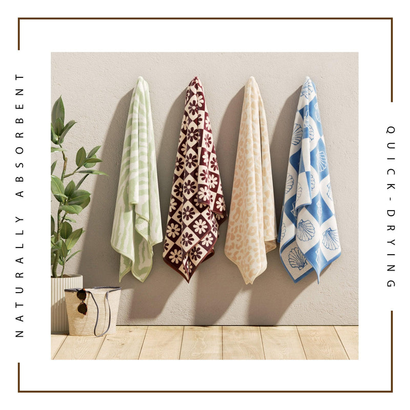 Oversized Retro Printed Beach Towel - St. Barts Collection