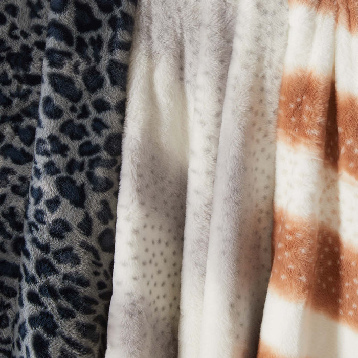 Faux Fur Printed Throw Blanket - Aaliyah Collection