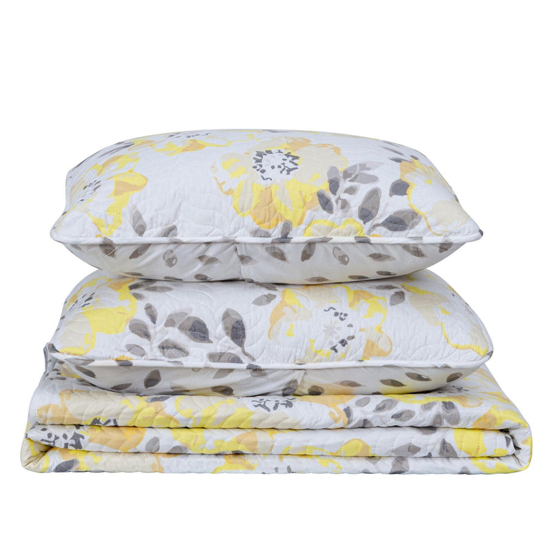 3 Piece Floral Quilt Set - Helene Collection