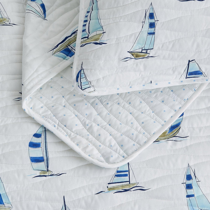 Coastal Blue Sailboat Quilt Set - Marzano Collection