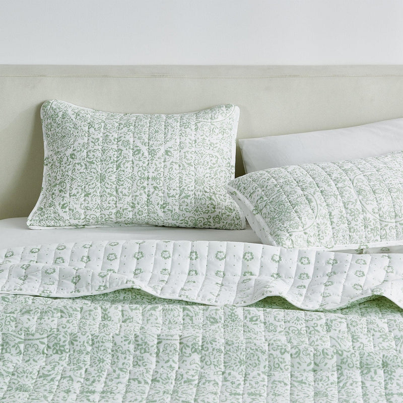 Floral Medallion Printed Microfiber Quilt Set - Kaleigh Collection