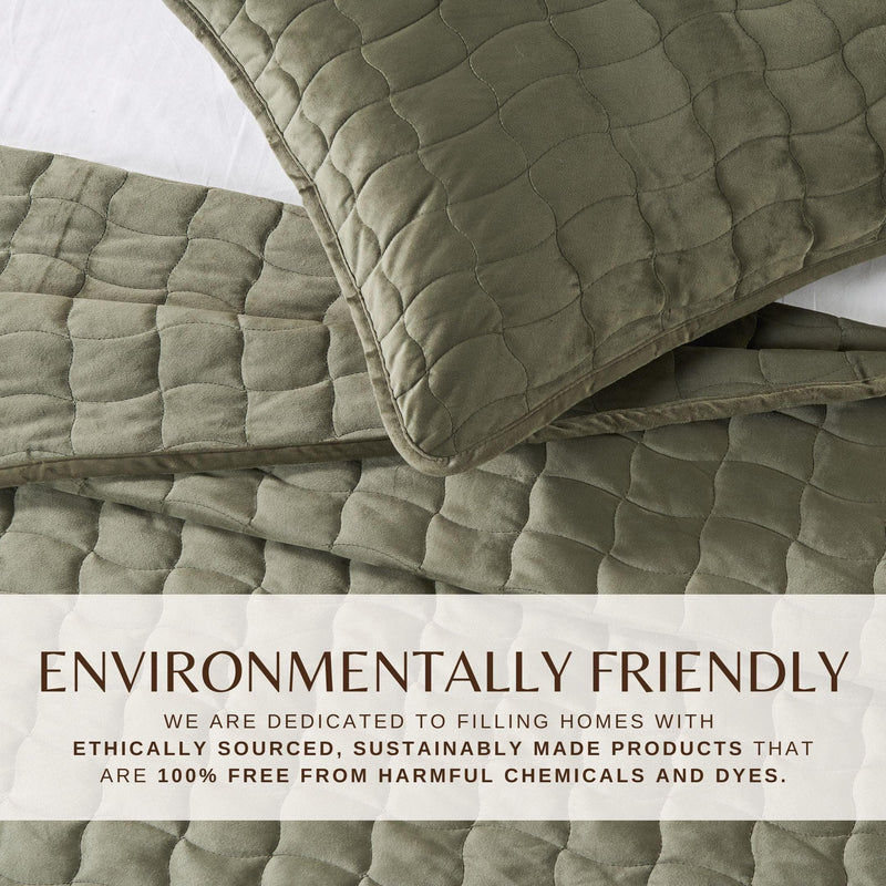 Velvet Box-Stitched Quilt Set - Vivica Collection