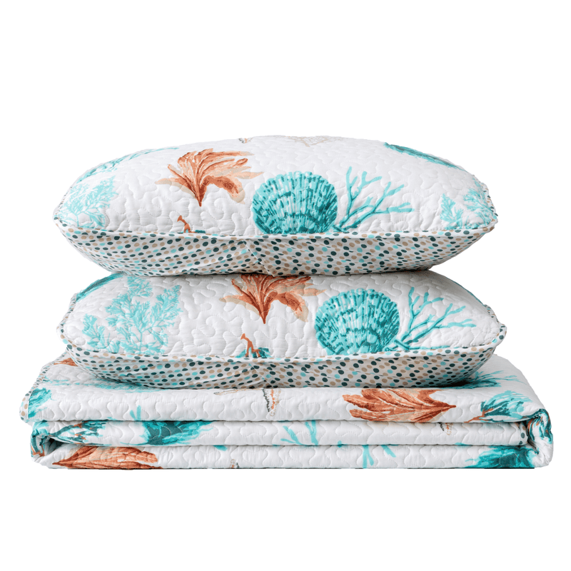 Reversible Coral Quilt Set - Key West Collection