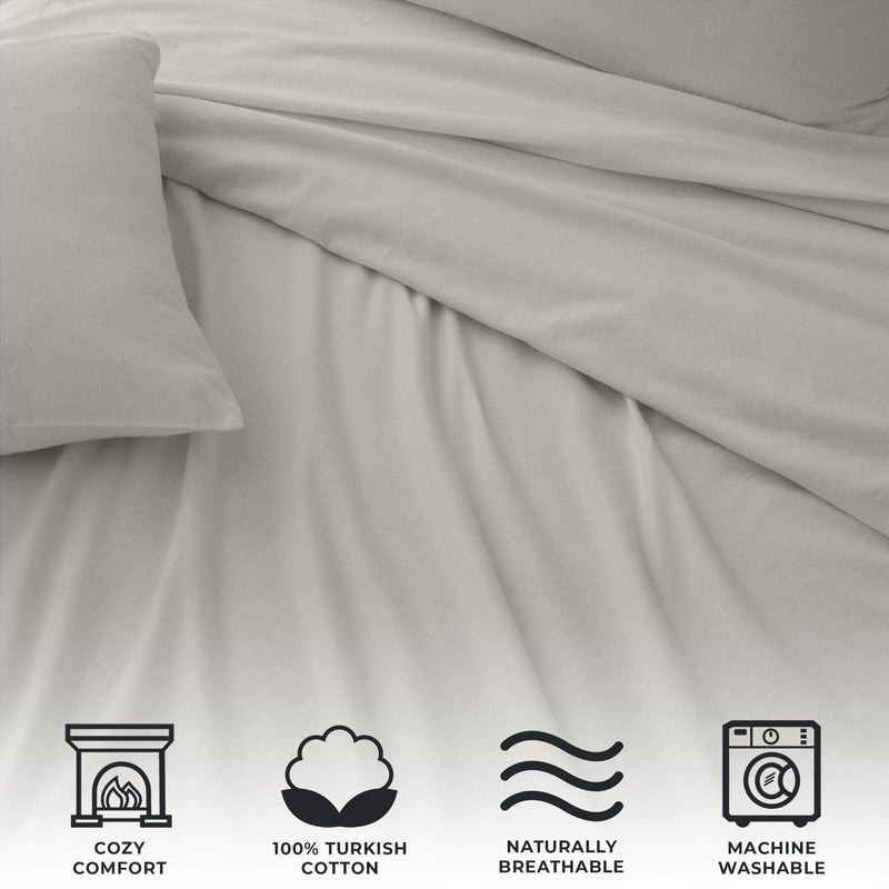 4-Piece Cotton Solid Flannel Sheet - Nordic Collection