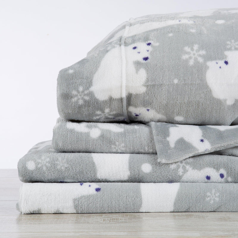 4-Piece Printed Plush Sheet - Velvet Luxe Collection