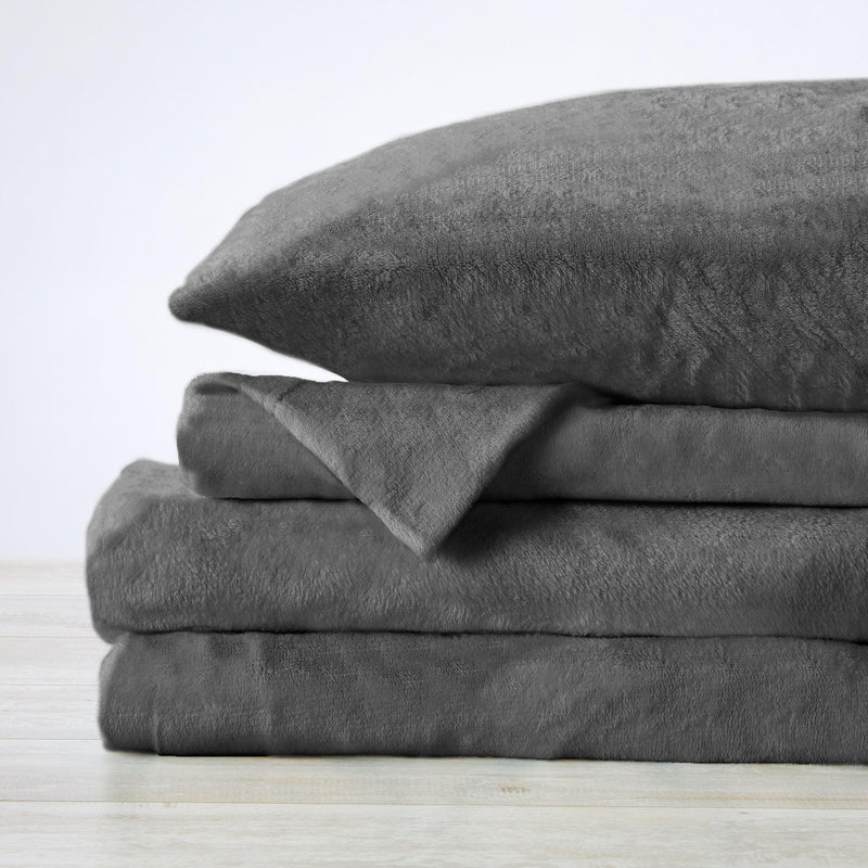 4-Piece Solid Plush Sheet - Velvet Luxe Collection