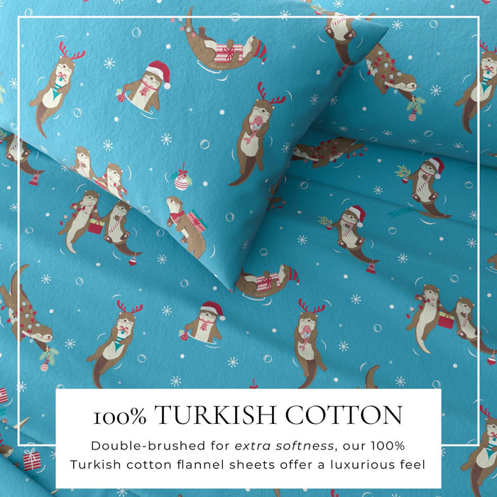 4-Piece Turkish Cotton Christmas Flannel Sheet - Whittaker Collection
