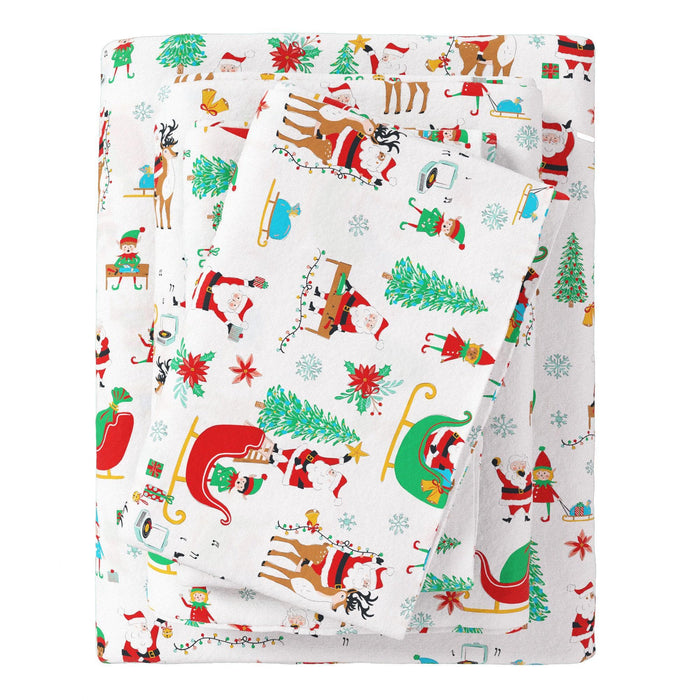 4-Piece Turkish Cotton Christmas Flannel Sheet - Whittaker Collection