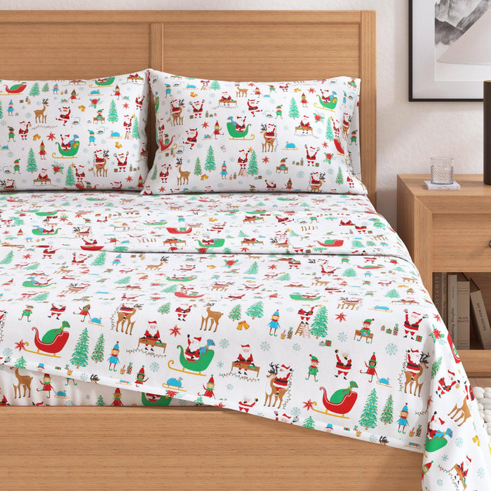 4-Piece Turkish Cotton Christmas Flannel Sheet - Whittaker Collection