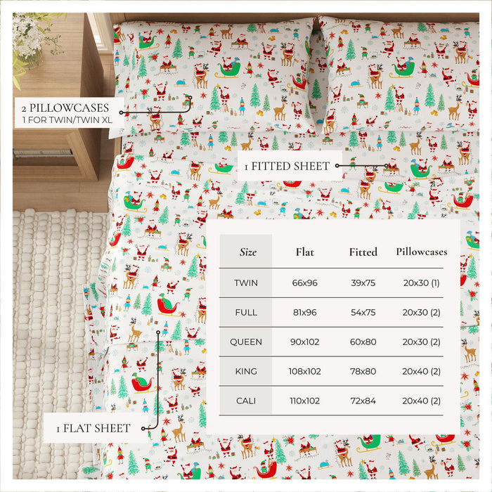 4-Piece Turkish Cotton Christmas Flannel Sheet - Whittaker Collection