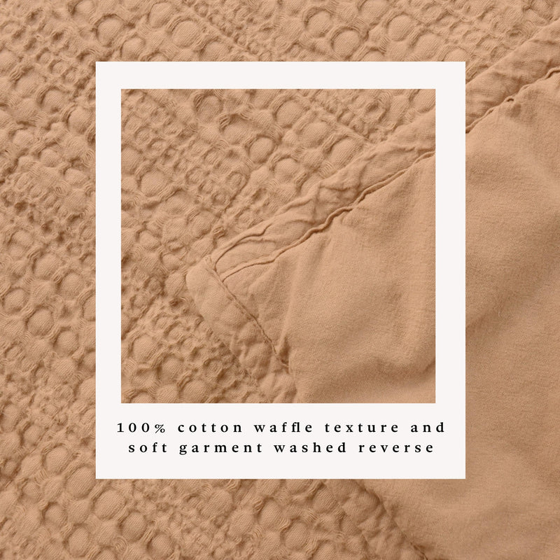 100% Cotton Honeycomb Waffle Garment Washed Quilt Set - Genevieve Collection
