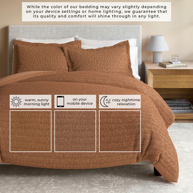 100% Cotton Honeycomb Waffle Duvet Set - Mattea Collection