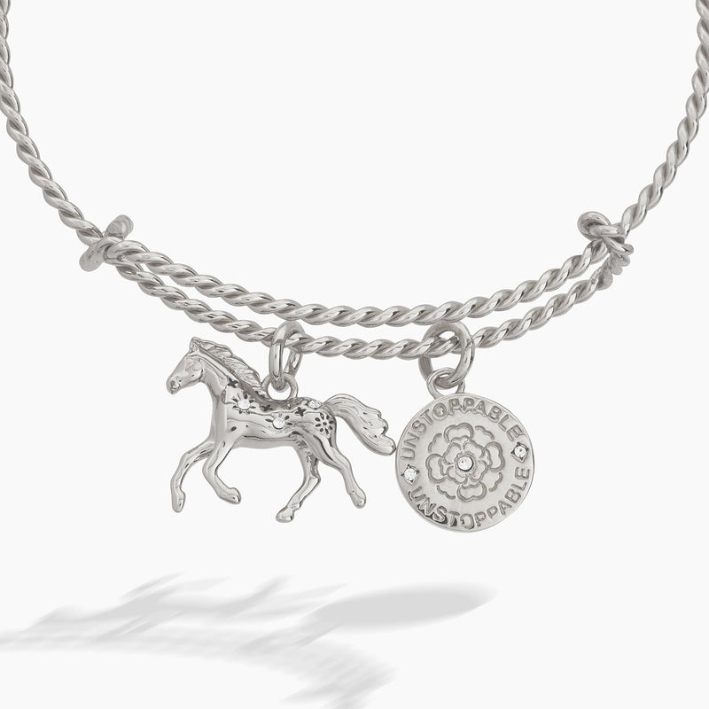 Horse Girl Rope Textured Charm Bangle