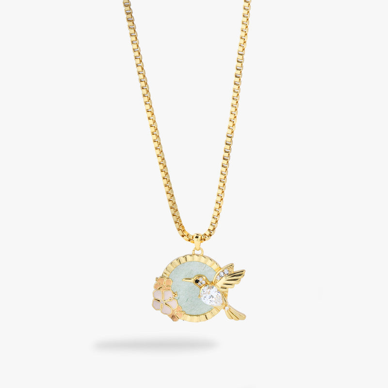 Hummingbird Gemstone Pendant Necklace