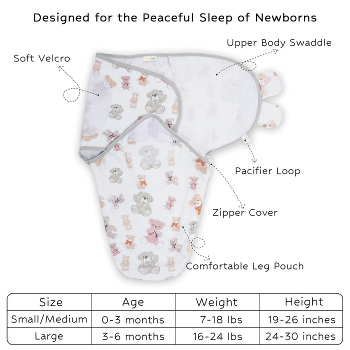 Bear Hugs Baby Sleep Swaddle 100% Organic Cotton