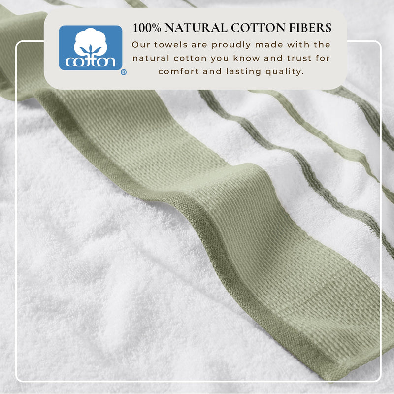 Decorative Cotton Stripe Bath Towel Set - Noelle Collection