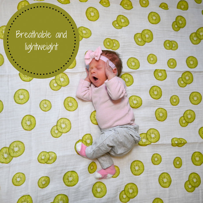 Kiwi To My Heart Baby Muslin Swaddle Blanket