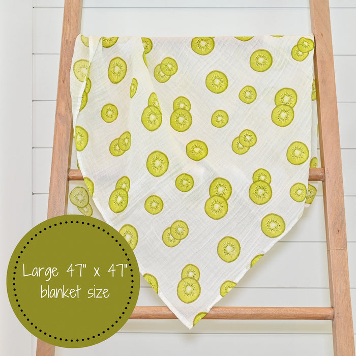 Kiwi To My Heart Baby Muslin Swaddle Blanket