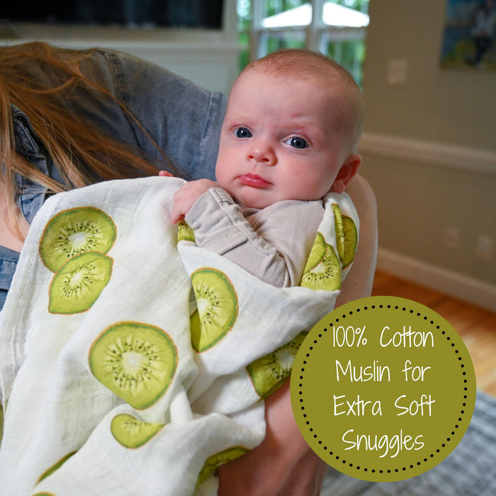 Kiwi To My Heart Baby Muslin Swaddle Blanket