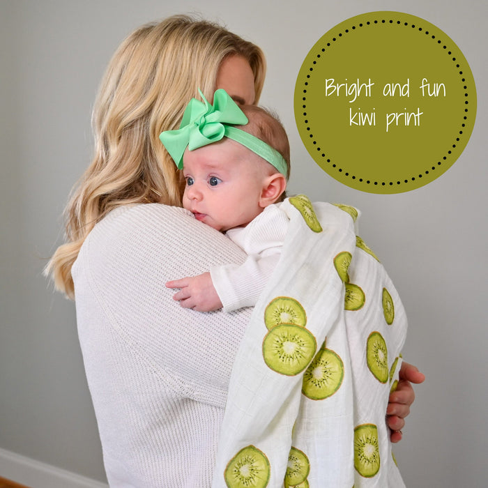 Kiwi To My Heart Baby Muslin Swaddle Blanket