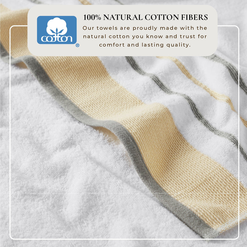 Decorative Cotton Stripe Bath Towel Set - Noelle Collection
