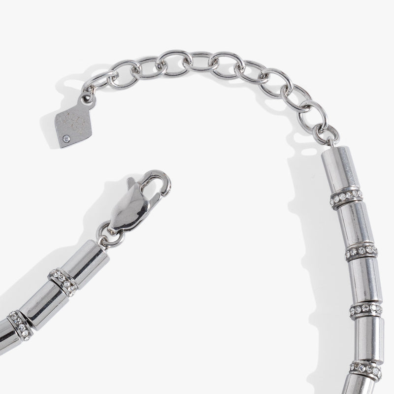 Tube Bead and Crystal Chain Bracelet