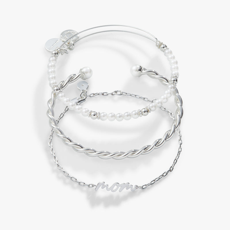 Mom Script Bracelet, Set of 3
