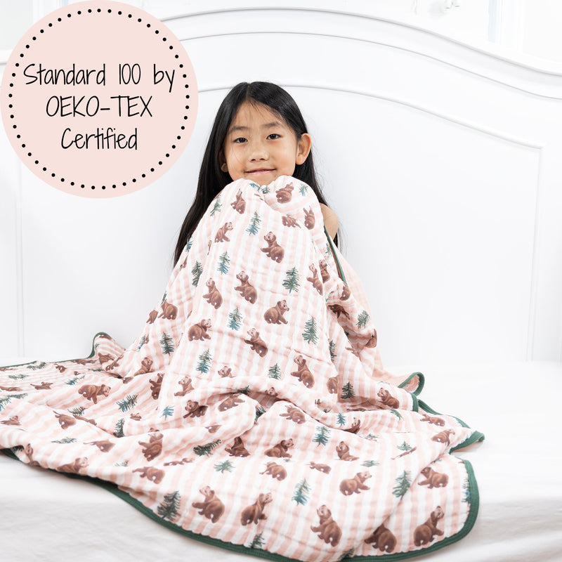 Beary Snuggly Muslin Baby Blanket