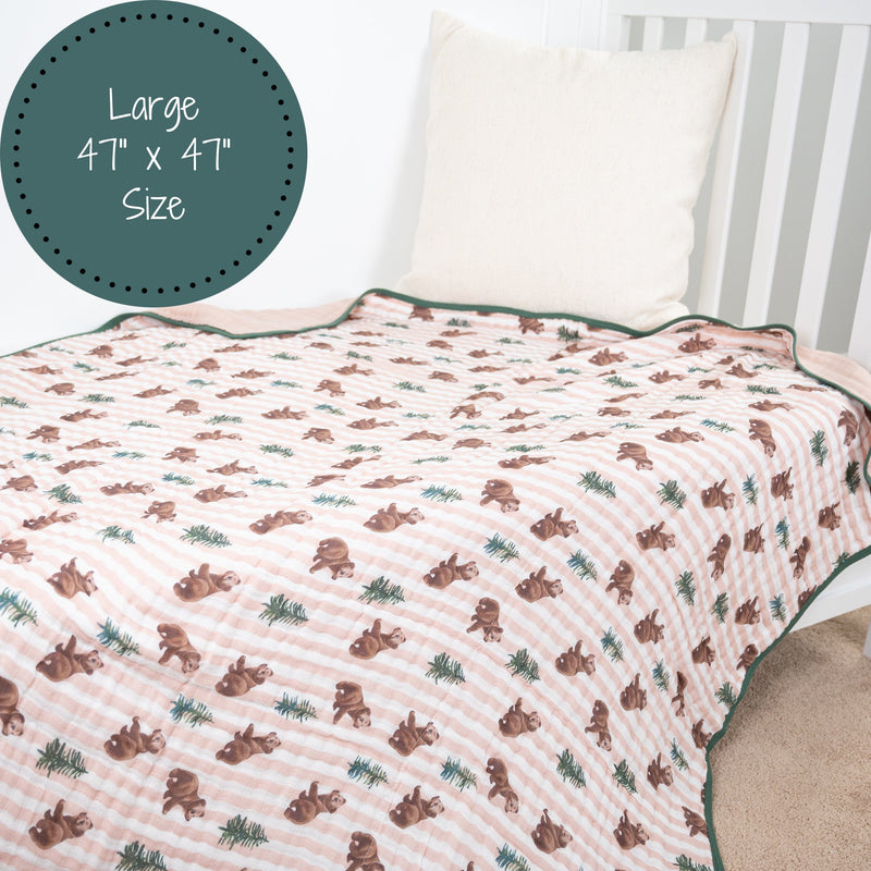 Beary Snuggly Muslin Baby Blanket