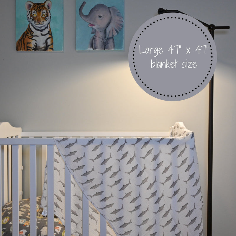 Baby Shark Muslin Swaddle Blanket