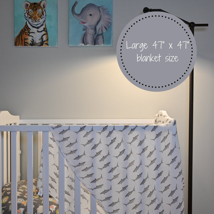 Baby Shark Muslin Swaddle Blanket