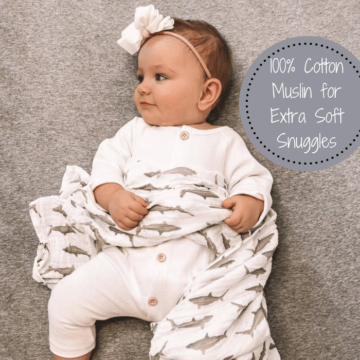 Baby Shark Muslin Swaddle Blanket
