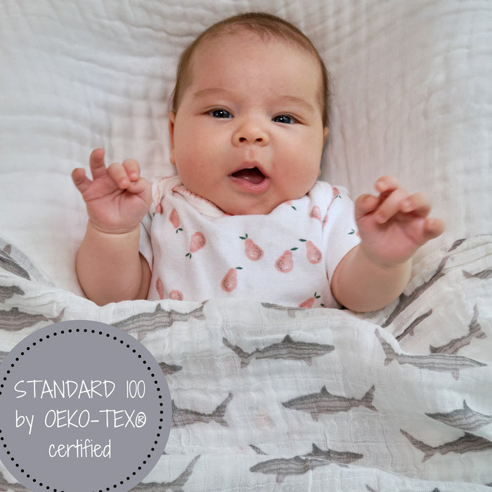 Baby Shark Muslin Swaddle Blanket