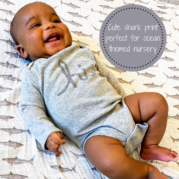 Baby Shark Muslin Swaddle Blanket