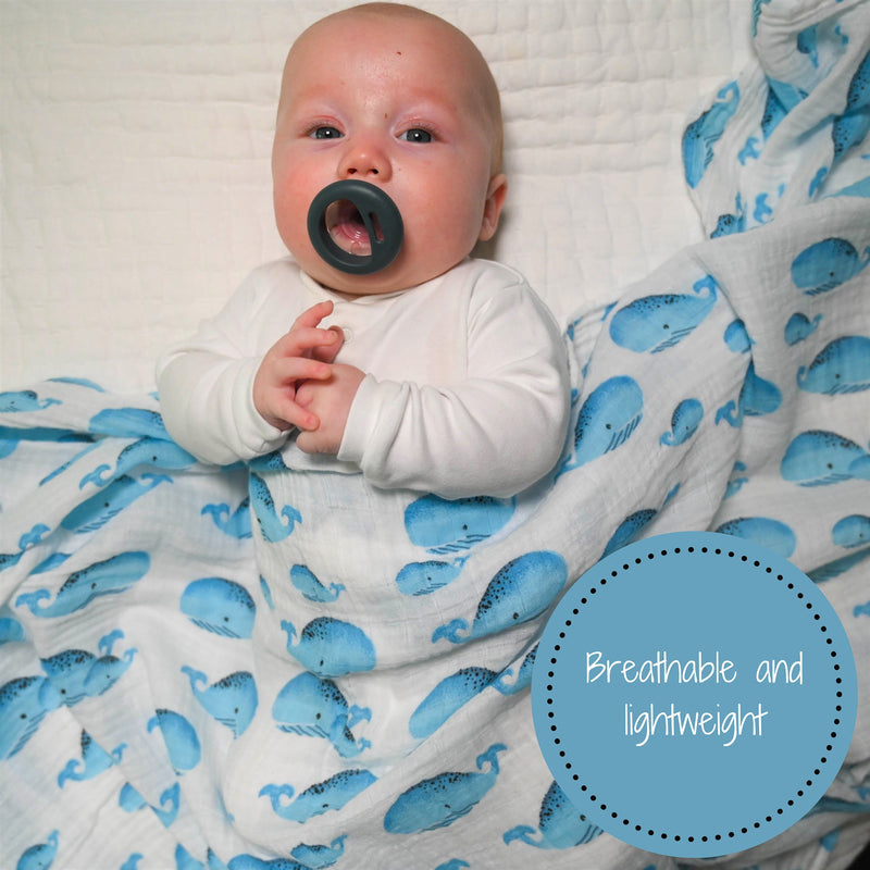 Whale, Whale, Whale Baby Muslin Swaddle Blanket
