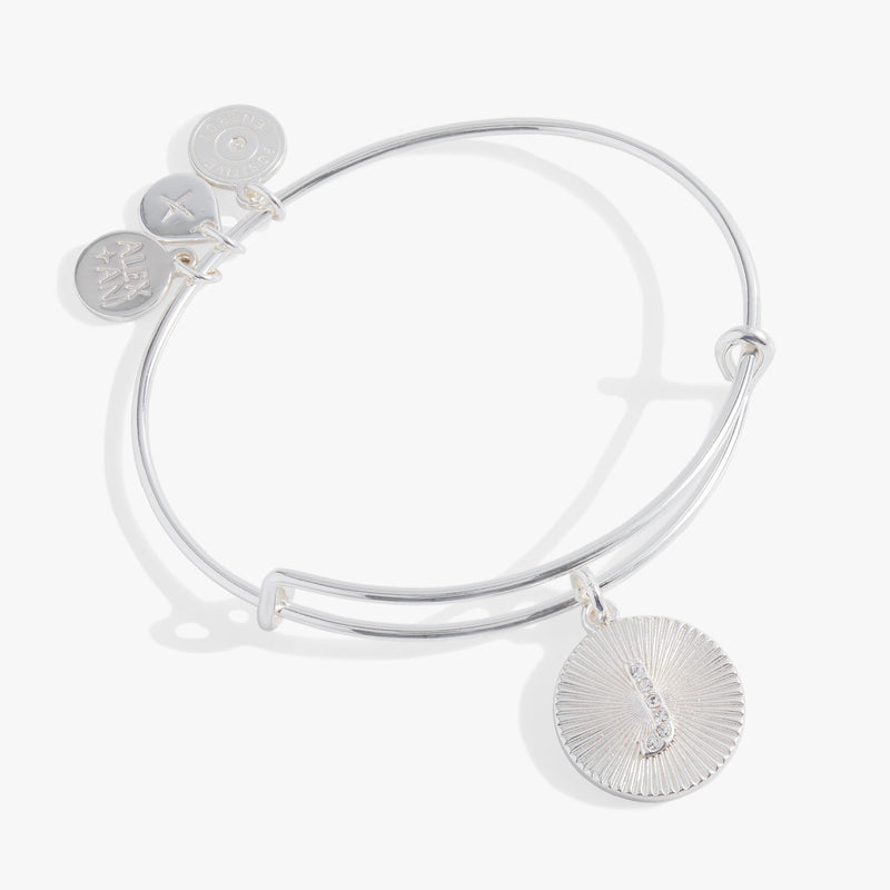 Initial J Pave Starburst Texture Bangle