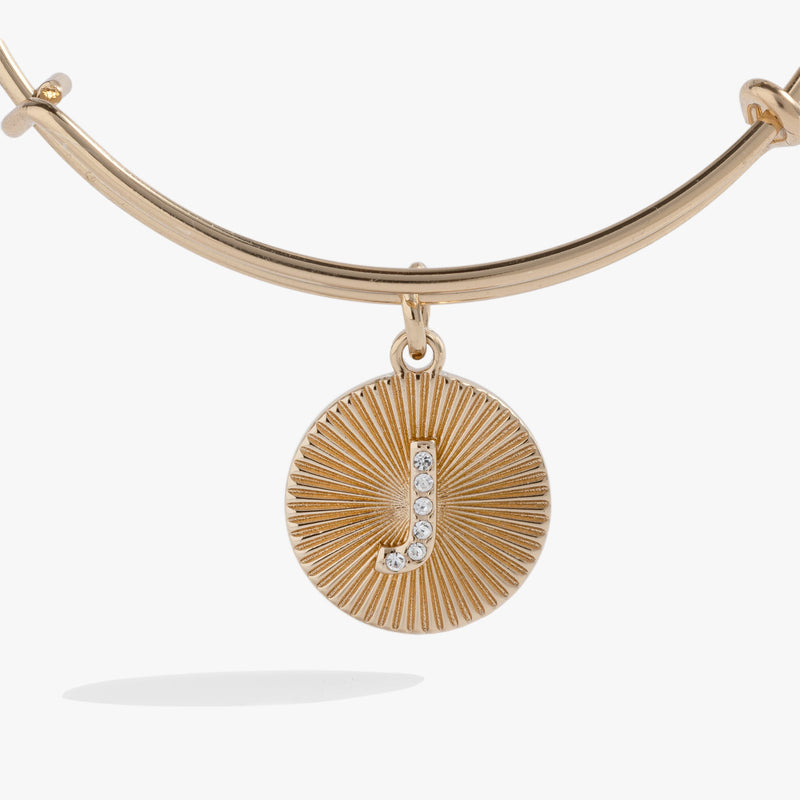 Initial J Pave Starburst Texture Bangle