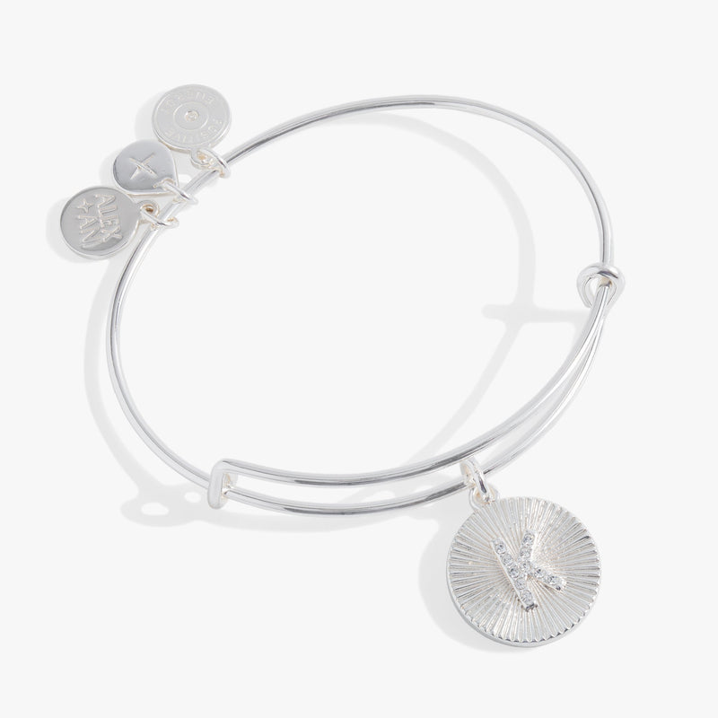 Initial K Pave Starburst Texture Bangle