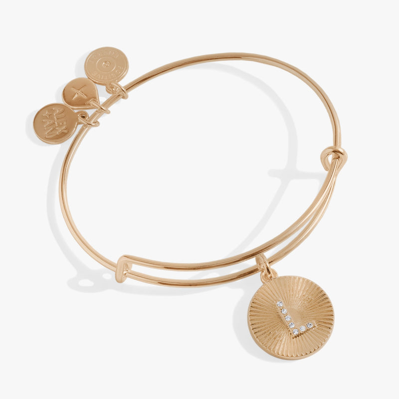 Initial L Pave Starburst Texture Bangle
