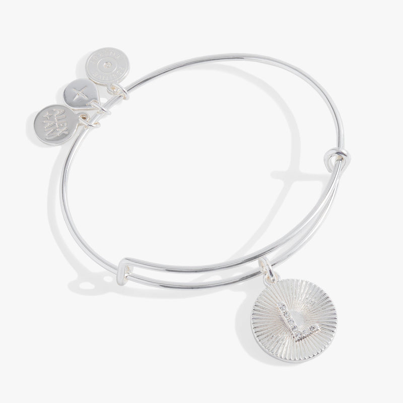 Initial L Pave Starburst Texture Bangle