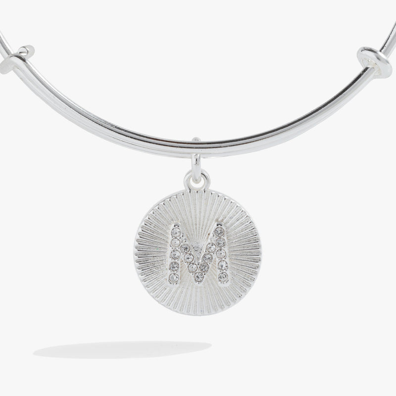 Initial M Pave Starburst Texture Bangle