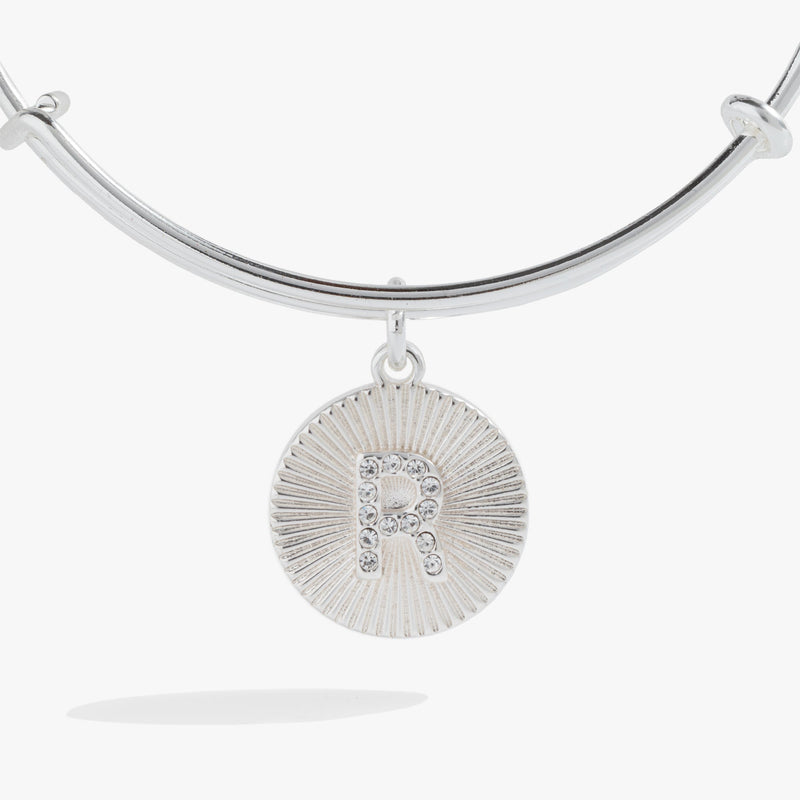 Initial R Pave Starburst Texture Bangle