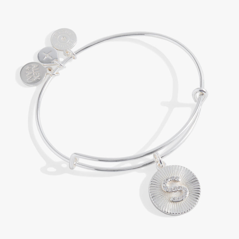 Initial S Pave Starburst Texture Bangle