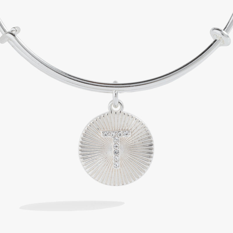 Initial T Pave Starburst Texture Bangle