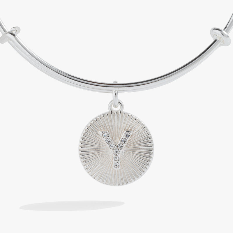 Initial Y Pave Starburst Texture Bangle