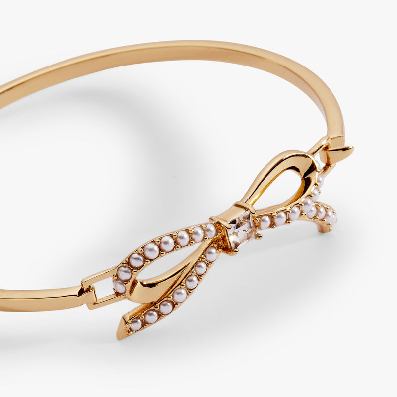 Bow Pearl Coquette Tension Bangle
