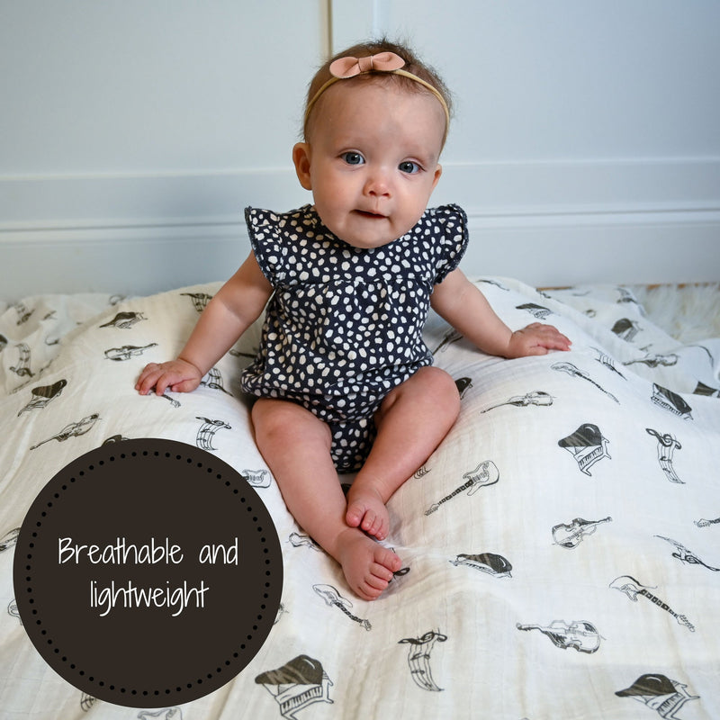 Chello There Baby Muslin Music Swaddle Blanket