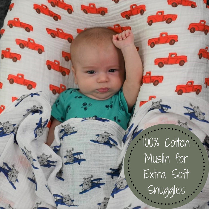 Up, Up, Up and Away Airplane Baby Muslin Swaddle Blanket