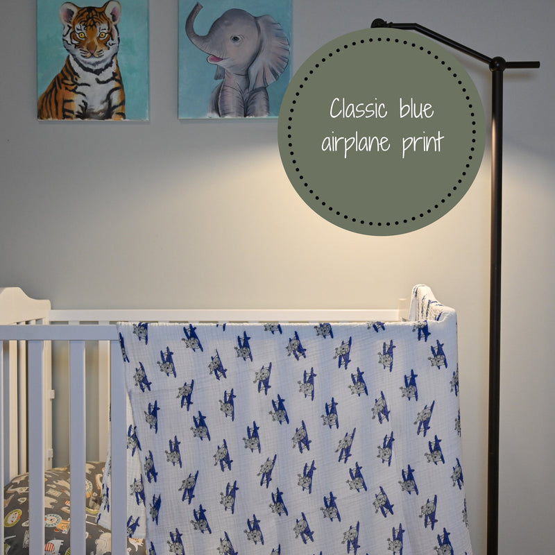 Up, Up, Up and Away Airplane Baby Muslin Swaddle Blanket