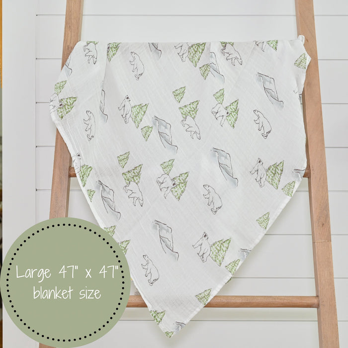 Chill Out Polar Bear Baby Muslin Swaddle Blanket